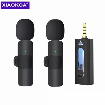 Безжичен микрофон XIAOKOA Lavalier 2 В 1 Акумулаторна батерия Външен микрофон с усилване на звука в реално време Режим на свързване AUX за срещи
