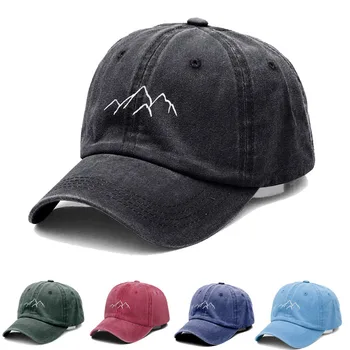 Бейзболна шапка от промит памук с бродерия в планините, модни дамски мъжка шапка, спортни очила, бейзболна шапка възстановяване на предишното положение, солнцезащитная шапка, дишащи улични шапки