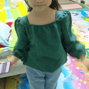 Блуза за момиченца, однотонная пролет-есен детска риза за деца, блузи с дълъг ръкав, детски дрехи, блузи за момичета, 80 ~ 130