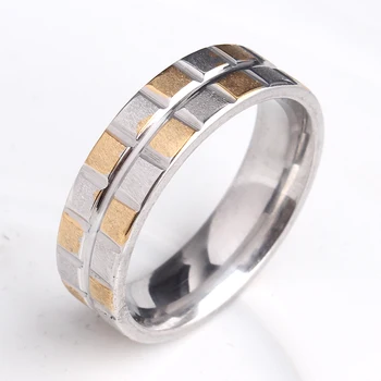 брачни халки от неръждаема стомана 316L златен цвят 6 мм, сребърна мрежа, годежни пръстени за мъже, жени едро