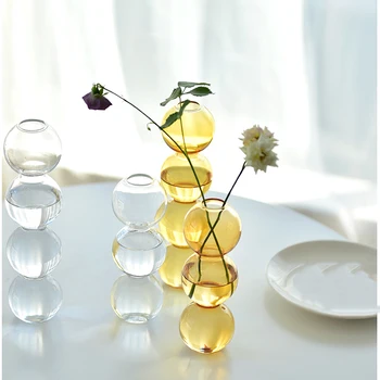 Ваза за цветя за дома, декоративна маса стъклена ваза за хидропонно растения, вази, украшения за дома, модерен стъклен свещник