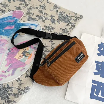Вельветовая поясная чанта в ретро стил, дизайнерски нагрудная чанта с цип, спортна чанта за пътуване, поясная чанта за момичета, модни поясная чанта за телефон, дамски поясная чанта