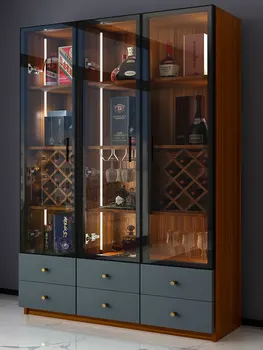Винен шкаф, стъклена врата, хол, монофонични луксозен витринный кабинет, модерен прост шведска маса, шкафчета в скандинавски стил