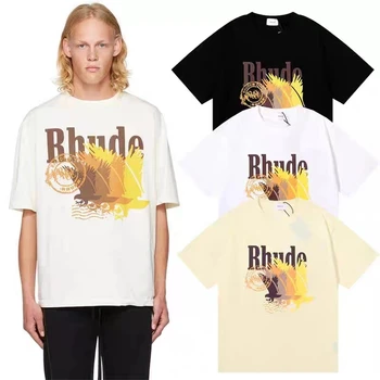Висококачествена лятна мъжки и дамски ежедневни памучен тениска с къс ръкав в стил хип-хоп от американската марка Tide, написана с блажна боя