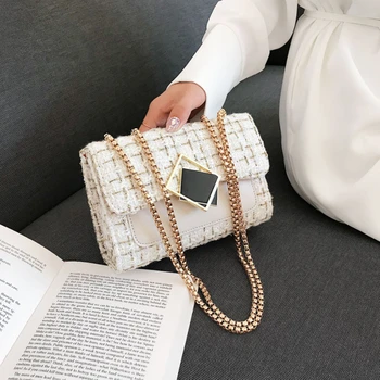 Висококачествена чанта през рамо за жени 2023, Нова тенденция, вълна веригата, луксозна дизайнерска чанта през рамо, семпла изискана елегантна превъзходна чанта