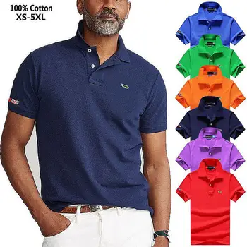 Висококачествени Летни Тениски с бродерия на Новия Дизайн от 100% памук с Къс Ръкав, Поло Homme, Ежедневни Облекла, Мъжки Блузи XS-5XL