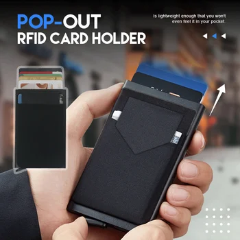 Всплывающая идентификация RFID карта, мъжки портфейл, мини-предпоставка умен быстросъемный женски портфейл, алуминий метален държач за съхранение на защитната екипировка