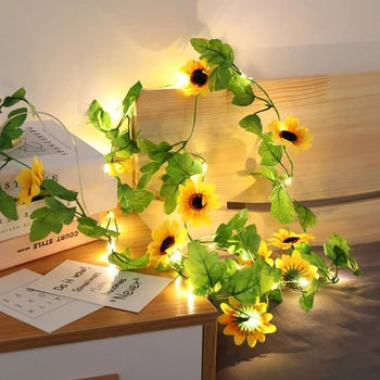 Външен Слънчев Led лампа, Венец от изкуствени Семки, страхотна гирлянди, зелен Лист от лоза, лампа за парти в градината, сватбен декор