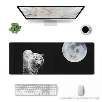 Геймърска подложка за мишка Moon White Tiger с гумени прошитыми ръбове, Подложка за мишка от 31,5 