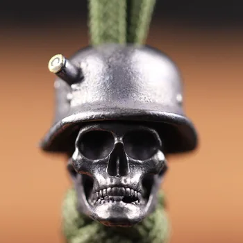 Германският череп на Смърт, солдатский каска с куршум, Месинг нож, Мъниста EDC, ключодържател, Тъкани дантела, Медальони, Аксесоари