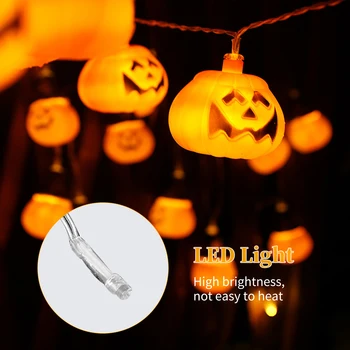 Гирлянди от тиква на ужасите за Хелоуин, декоративни висящи лампи във формата на тиква тайнствен, водоустойчива led светлини във формата на тиква, 8 режима на осветление