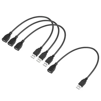 гъвкав кабел USB uxcell, удължителен кабел USB2.0 от един мъж към една жена на 35 см за led настолна лампа, черен Комплект от 4