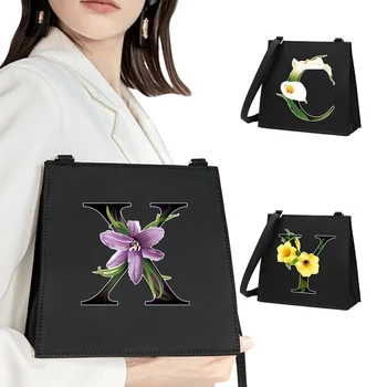 Дамска Пътна чанта с цвете писмото принтом A ~ Z, чанта за количка, Чанта за телефон, Модни и Ежедневни чанти-месинджър, различно през рамо