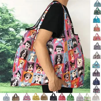 Дамска Чанта с големи флорални принтом, сгъваема Еко чанта за пазаруване, чанта-тоут, Множество чанта за съхранение на продукти, органайзер, Чанти за пазаруване