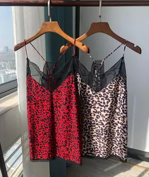 Дамски Дантелени Ризи в стил Мозайка от 100% Вискоза С Леопардовым Принтом, Секси Нов дамски Топ в Бретелях 2020 г.