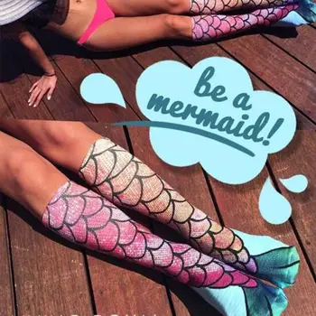 Дамски Летни Плажни чорапогащи, Чорапи с риба Везни, Чорапи с 3D принтом 