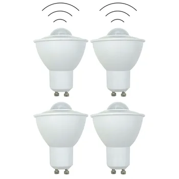 Датчик за движение PIR от 4 части, led крушка GU10 с мощност 6 W 85-265 ac, Лампа за осветление на Пистата, Търговска Лампа, Пътен лампа в Двора, 50 W, Халогенна Лампа