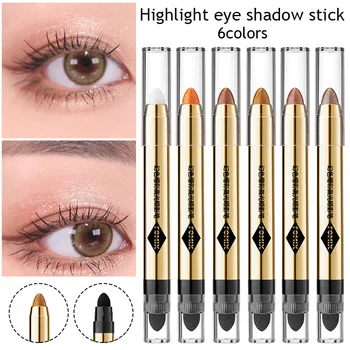 Двухголовочная метална пръчка за сенки за очи, блестящ молив за сенки за очи, Ультрапигментированные и устойчиви крем-сенки за очи, дръжка за грим