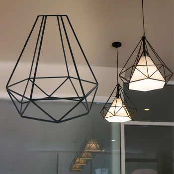 Диамантена Реколта полилей с абажуром, лампа за декор на стаята, лампа, Метална Светозащитная клетка, окачен тавана лампа, рамка за абажура