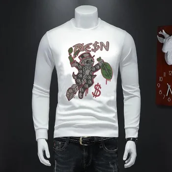 Дизайн с кристали, мъжки блузи в стил хип-хоп, мъжки пуловер, ежедневни спортни облекла, блузи, облекла в стил хип-хоп, 035