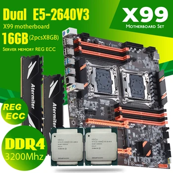 Дънна платка DDR4 Dual X99 с 2011-3 XEON E5 2640 V3 *2 2* 8 GB = 16 GB, 3200 Mhz REG ECC Memory RAM Комбиниран комплект USB