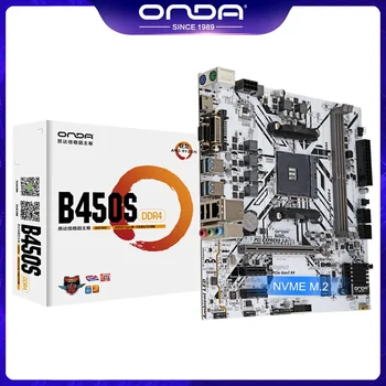 Дънна платка ONDA B450S B450 AMD AM4 за процесори Ryzen 1/2/3/4/5 поколение и Athlon 64 GB, PCI-E 3,0 16X SATA3.0 M. 2 DDR4 B450M