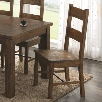 Дървена маса за хранене, приставной стол Chambr без подлакътници, Селски златисто-кафяв, Комплект от 2 маси и столове Saltoro Sherpi за хранене