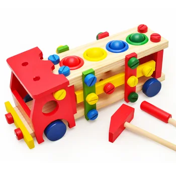 Дървени Играчки Винт Гайка Демонтаж Разход на Колата Градивен елемент на Монтесори Играчки за ранното развитие Подаръци за Деца Деца