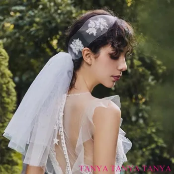 Елегантна сватбена прическа с аппликацией, прости сватбени аксесоари, Елегантен прическа в тон свадебному рокли, модни лента за коса SWD768
