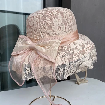 Елегантно облечен шапка със сатенена панделка в ретро стил, лятна шапка от слънцето, за жени, църковна дизайнерски кутюрная шапка-дерби в Кентъки, шапка с защита от uv