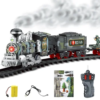 Електрическа Димна Дистанционно симулация модел на жп влакове, Акумулаторна батерия класически Влак, детски играчки костюм
