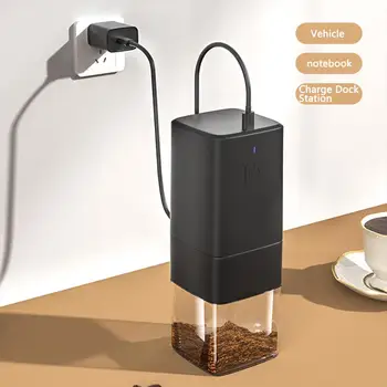 Електрическа кафемелачка с регулируема мелене, акумулаторна чрез USB, малка Автоматична Кафемелачка с конусовидна заусенцем, Кафемелачка за кафе на зърна