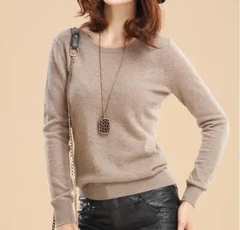 Есенно-зимни дамски дрехи 2023, универсален обикновен основен пуловер с дълъг ръкав, женски вълнен пуловер, пуловер 