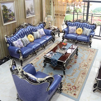 естествена кожа, масив, дърво, дърворезба, луксозна всекидневна за голямо семейство, класически европейски диван