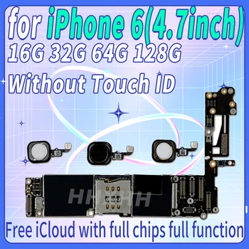 за iPhone 6 (4.7 инча) дънна Платка с пръстов отпечатък Touch ID iOS 4G Lte 16 / 32 / 64 / Тест на дънната платка 128 GB Оригинална логическа такса