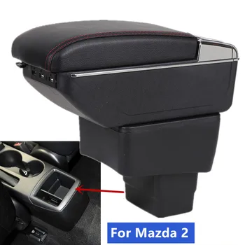 За Mazda 2 Подлакътник за автомобил Mazda 2, кутия за оръжие, централна кутия за съхранение, детайли за модернизация на интериора с USB, аксесоари за автомобили