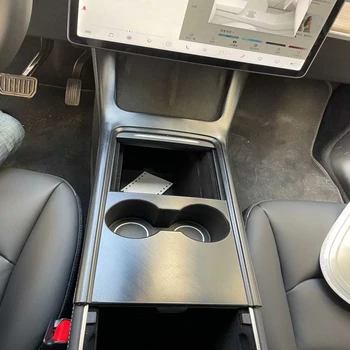 За Tesla, модел Y 2021 ABS карбоновая панел с централно управление, смяна на предавката, капак за притежателя чаша вода, кутията за бижута кутия