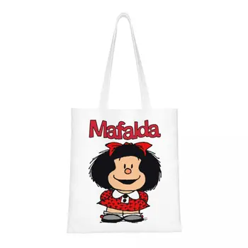 Забавен Принт, Скъпа Чанта-Тоут Mafalda, Множество Холщовая Чанта-Купувач на Рамото си, Аржентина Чанта с Анимационни Герои Quino Comics