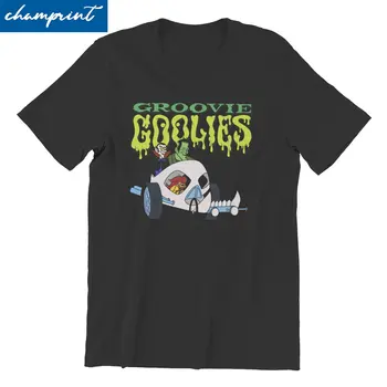Забавни Тениски Groovie Goolies Drac Франки и Wolfie за Мъже, Тениска, от чист Памук, с кръгло Деколте, Риза с къс ръкав, Облекло