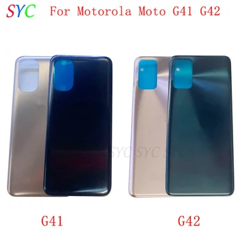 Задна врата, капак на отделението за батерията, корпус за Motorola Moto G41 G42, задната част на кутията с логото, резервни части за ремонт на