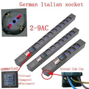Захранване PDU с амперметром Schuko Powerlink, изходна кутия, с розетка от Германия, Италия, изход 2-9 ac