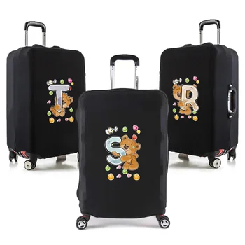 Защитен калъф за пътищата багаж с 26 букви и принтом мечка за 18-32 инча, аксесоари за пътници, еластичен защитен калъф за куфара-колички