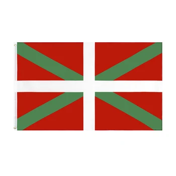 Знамената на Испания, Страната на Баските, Банери за декорация на дома, зашити в двоен шев, с медни люверсами, Бискайские зелени знамена с бод кръст, андрю