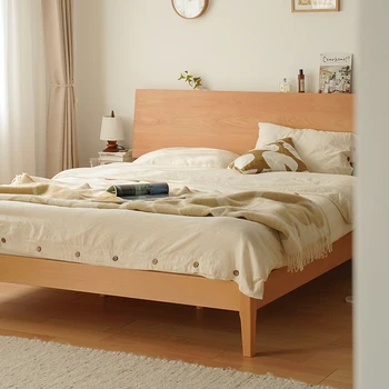Изработена по поръчка легло от масивно дърво в скандинавски стил, проста мебели от черешово дърво в японски стил, на 1,5 м от бял дъб, 1.8 m модерна спалня