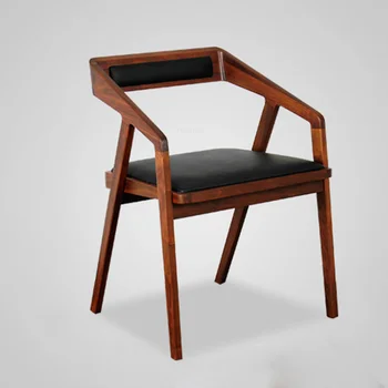Изчистен модерен стол за дневна Nordic Фоайе Офис грим Дървени столове за хранене, Кухненски улични аксесоари за Мебели за дома