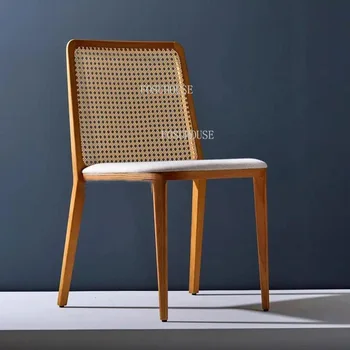Индивидуален маса за хранене, стол за кухня Ротанговый стол от масивно дърво е Съвременно минималистичное китайското дизайнерски стол с регулируема облегалка Столове за отдих U