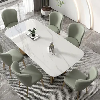 Италиански Леки Луксозни маси от ярка плочки, Мебели за дома трапезария, Модерна минималистичная Комбинация маса за хранене и столове