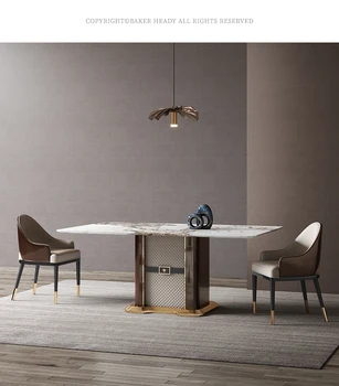Италиански лесен луксозна маса за хранене висок клас grand household мраморна маса за хранене, правоъгълна маса, комбинация столове