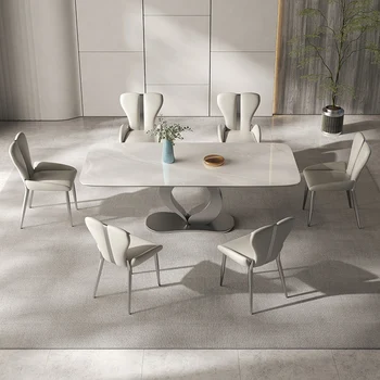 Италиански Лесен Луксозна маса за Хранене с Каменна печка, Домашен дизайн модерен Проста Правоъгълна Маса от висок клас