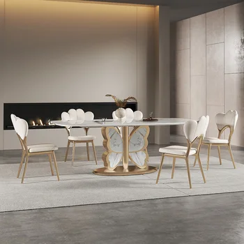 Италиански минималистичен маса за хранене, висококачествени светъл луксозна дизайнерска маса за хранене, модерен минималистичен маса за хранене с пеперуда